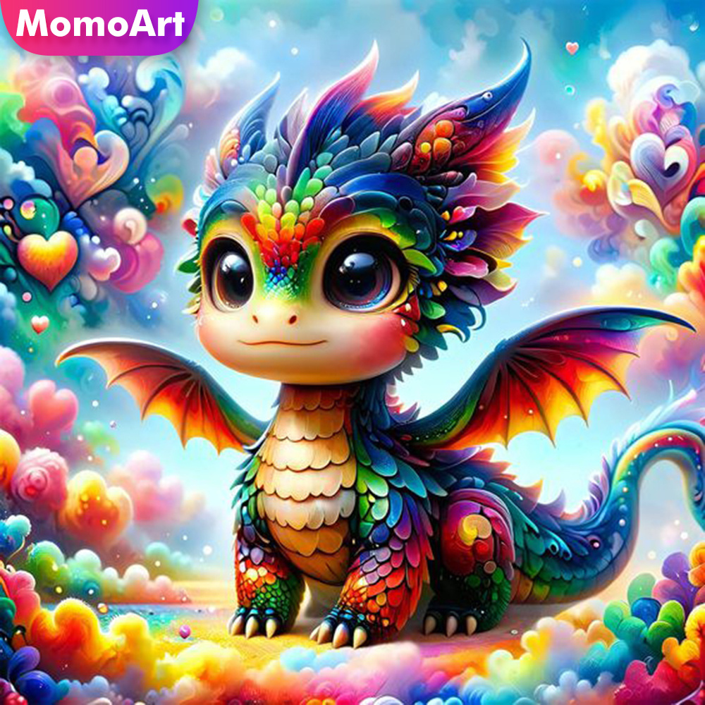 Photo Mosaic Print - Momoart-正方形と円形のダイヤモンド絵画,ドラゴンの動物,モザイク漫画のクラフトキット,完全な刺embroidery,手作りのギフト,新しいコレクション