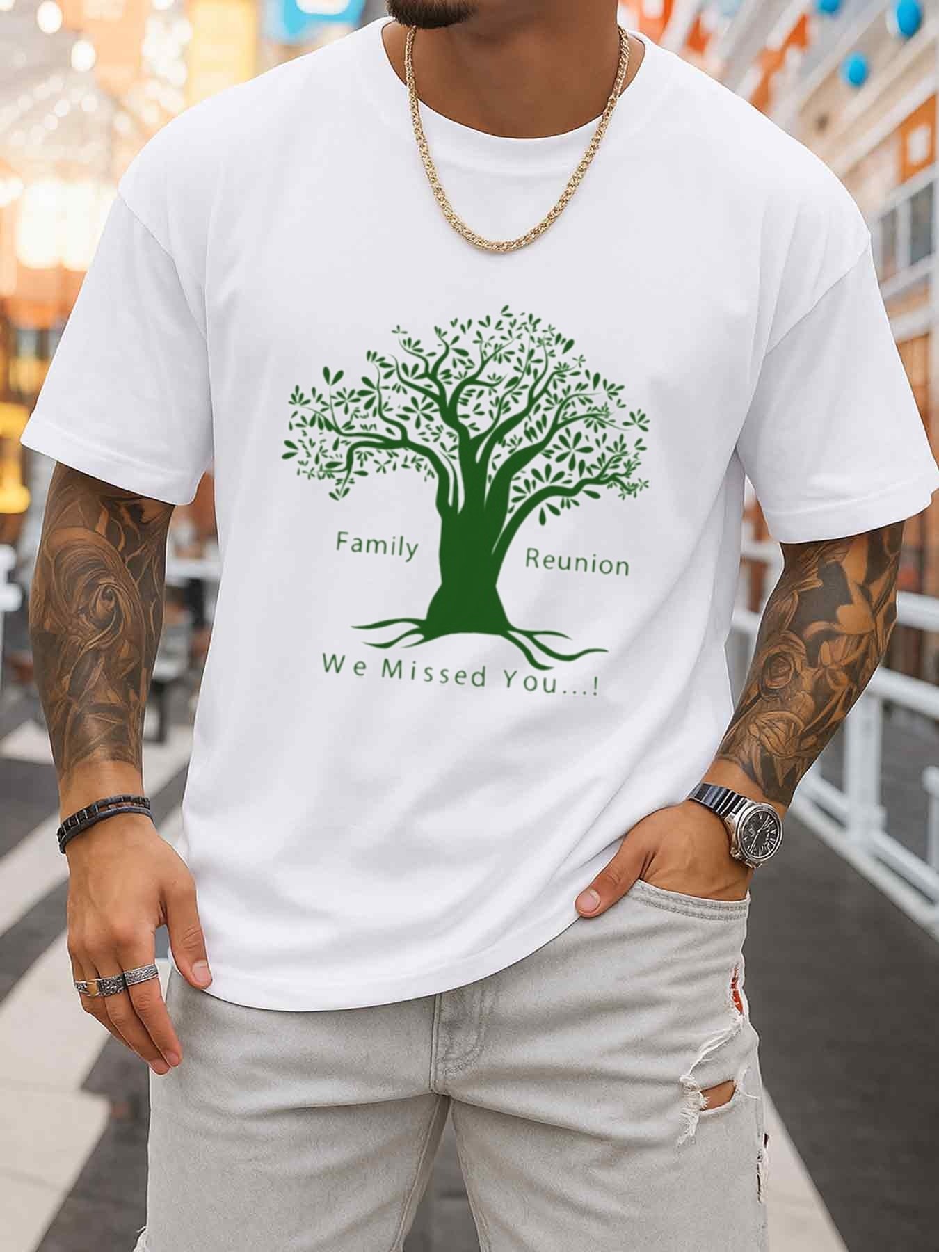 ファミリーギャザリングツリーパターンメンズクルーネックTシャ - Family Tree Print のレビューと価格