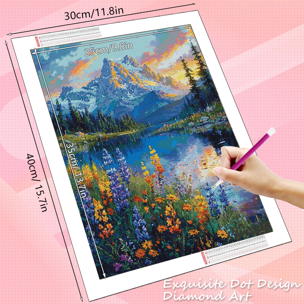 HUACAN 5D DIYダイヤモンドモザイク 5D山岳風景 - Photo Mosaic Print のレビューと価格