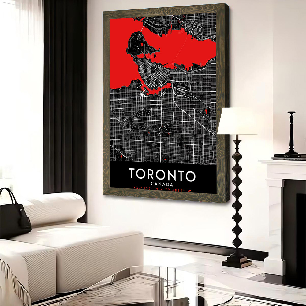 トロントダークマップキャンバスウォールアートポスターカスタム - Custom Map Poster のレビューと価格