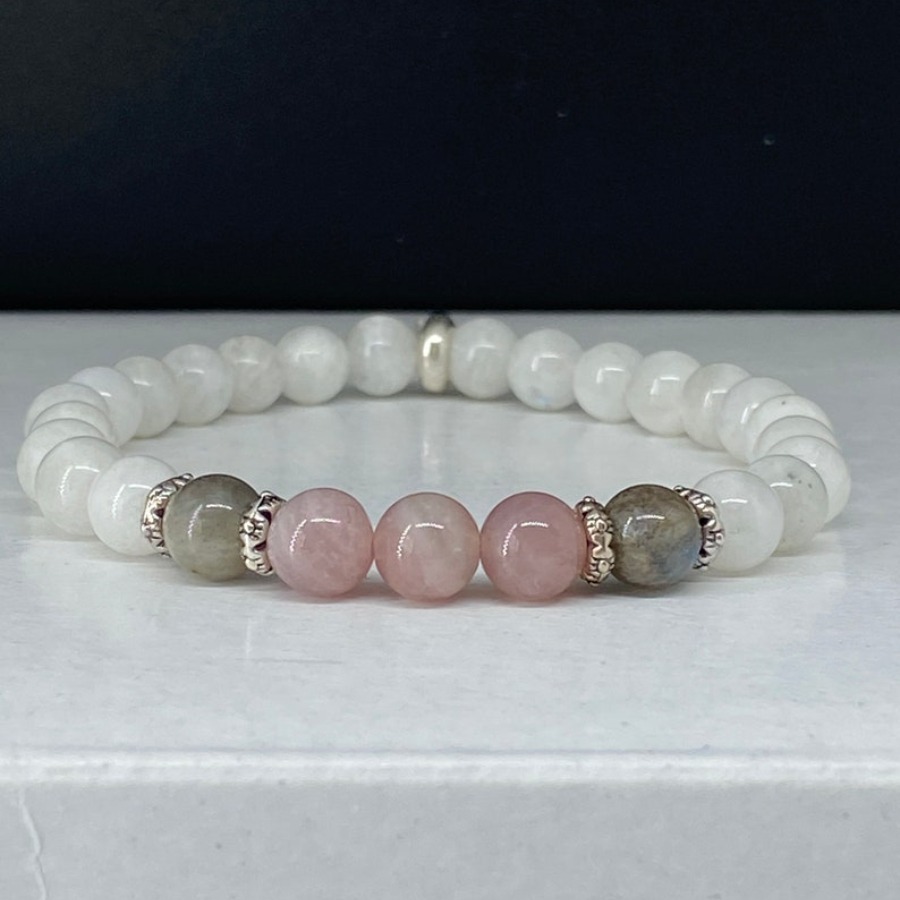 ニュームーンストーン、ラブラドライト、ローズクォーツのブレス - Coordinates Bracelet のレビューと価格