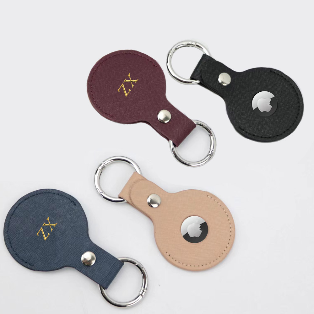 カスタムゴールド頭文字エアタグケース革キーホルダー保護エアタ - Monogram Keychain Leather のレビューと価格