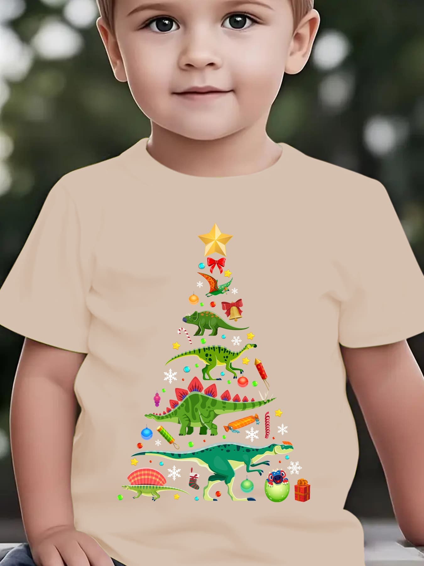 クリスマス 夏 子供用ファッションTシャツ 恐竜柄 ファミリ - Family Tree Print のレビューと価格